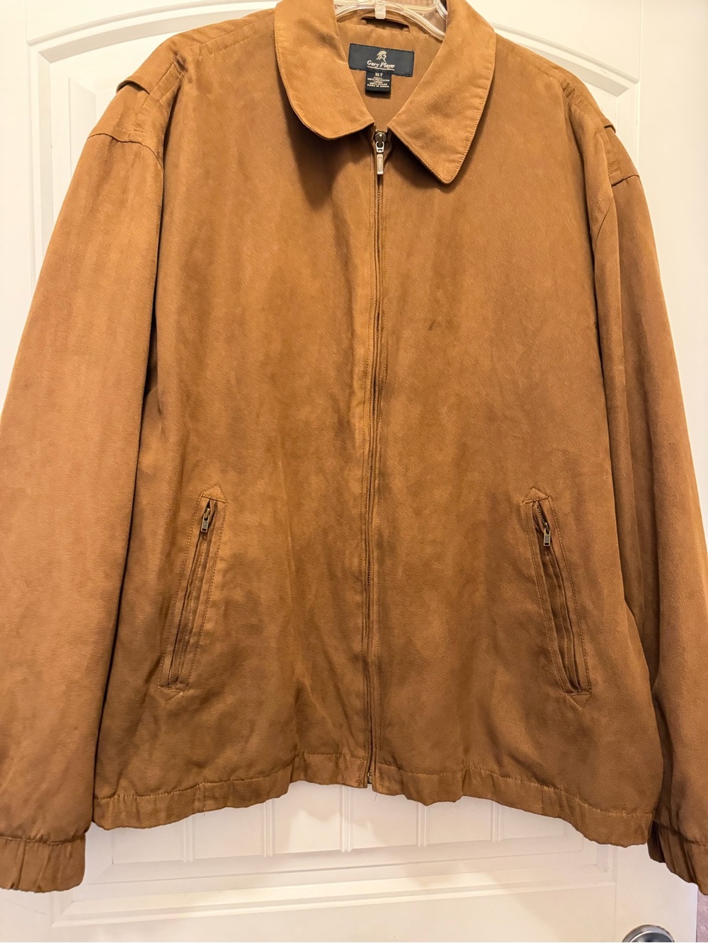 Men’s Gary Player Classic Brown Faux Suede Zip-Front Jacket  XLT